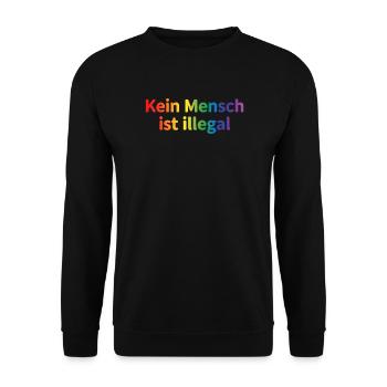 Kein Mensch ist illegal Regenbogen - Unisex Pullover - Schwarz - Vorne - Alina (178cm) & Michal (187cm)