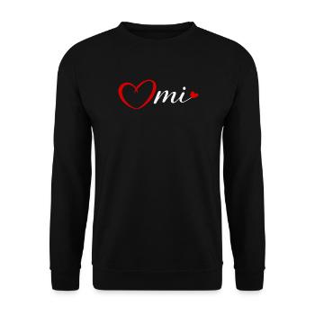 Font de cœur Omi. Grand-mère - Sweat-shirt Unisexe - noir - Devant - Alina (178cm) & Michal (187cm)