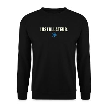 INSTALLATEUR. Minimalist Job Success Edition - Unisex Pullover - Schwarz - Vorne - Alina (178cm) & Michal (187cm)