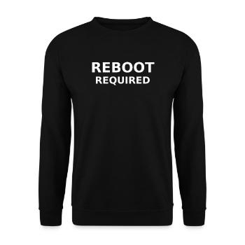 REBOOT REQUIRED - Unisex Pullover - Schwarz - Vorne - Alina (178cm) & Michal (187cm)