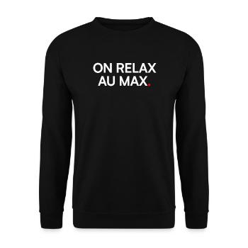 RELAX TO THE MAX. | Vacation Mode - Unisex Sweatshirt - black - Front - Alina (178cm) & Michal (187cm)
