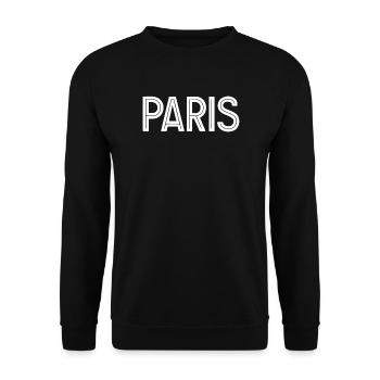 Pariser Weiße Geometrische Typografie - Unisex Pullover - Schwarz - Vorne - Alina (178cm) & Michal (187cm)