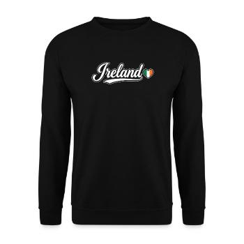 Ireland Script with Flag Heart Fan Patriotic - Unisex Sweatshirt - black - Front - Alina (178cm) & Michal (187cm)