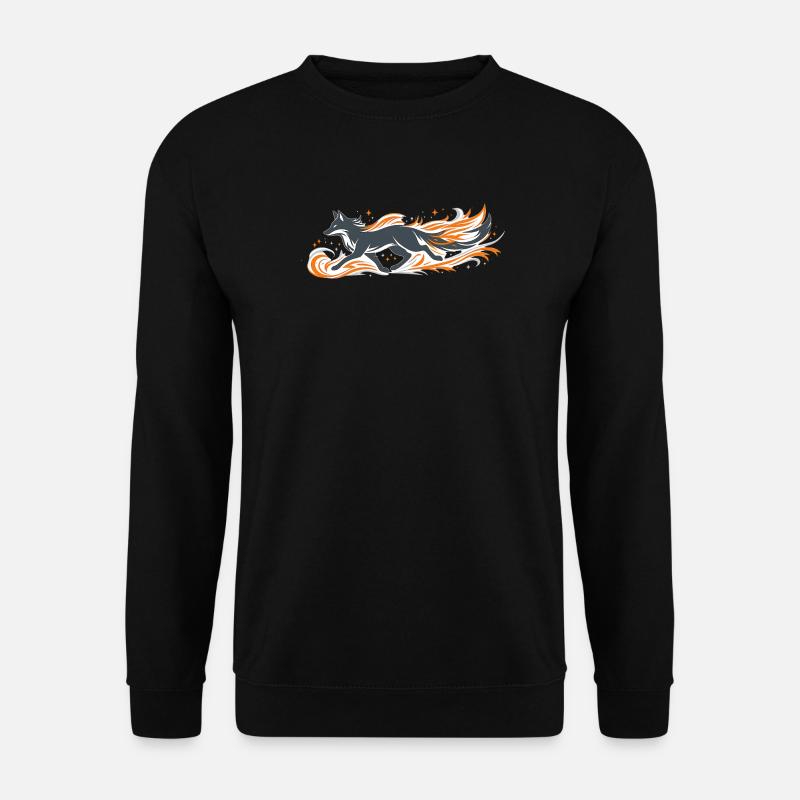 Flammender Fuchs im Feuerflug - Unisex Pullover - Schwarz