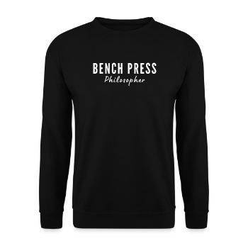 Bench Press Philosopher Gym Fitness Humor - Unisex Sweatshirt - black - Front - Alina (178cm) & Michal (187cm)