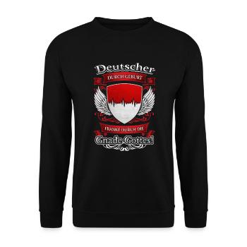 FRANKE DURCH DIE GNADE GOTTES - Unisex Pullover - Schwarz - Vorne - Alina (178cm) & Michal (187cm)