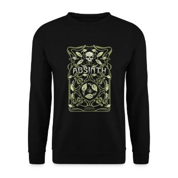 Absinth T Shirt Design Art Nouveau Jugendstil - Unisex Pullover - Schwarz - Vorne - Alina (178cm) & Michal (187cm)
