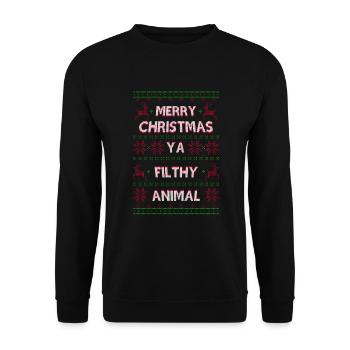 Frohe Weihnachten Ya Dreckiges Tier - Unisex Pullover - Schwarz - Vorne - Alina (178cm) & Michal (187cm)