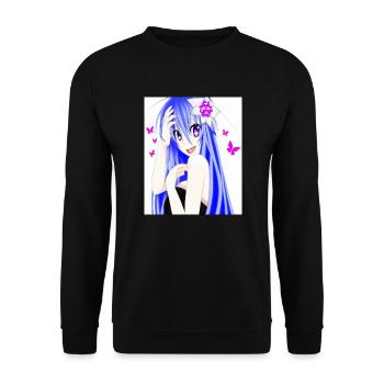 Japan Anime Drawing - Unisex Sweatshirt - black - Front - Alina (178cm) & Michal (187cm)