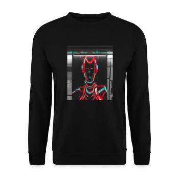 Futuristisches Cyborg in U-Bahn Station - Unisex Pullover - Schwarz - Vorne - Alina (178cm) & Michal (187cm)