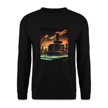 Science Fiction City Future - Unisex Sweatshirt - black - Front - Alina (178cm) & Michal (187cm)