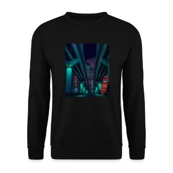 Abstract Cyber City SciFi - Unisex Sweatshirt - black - Front - Alina (178cm) & Michal (187cm)