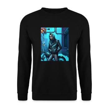 Abstract Cyber City SciFi - Unisex Sweatshirt - black - Front - Alina (178cm) & Michal (187cm)