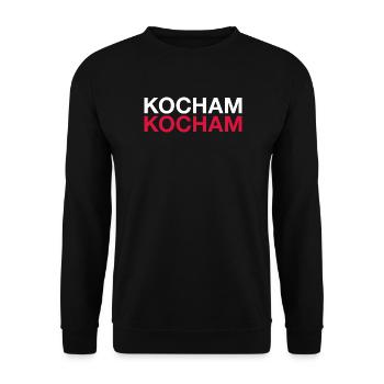 I LOVE POLAND Polska Polen Flagge - Unisex Pullover - Schwarz - Vorne - Alina (178cm) & Michal (187cm)