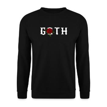 Gothic, Gothic-Thema mit roter Rose - Unisex Pullover - Schwarz - Vorne - Alina (178cm) & Michal (187cm)