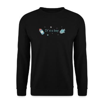 It's a Boy Baby Geburt Junge Design - Unisex Pullover - Schwarz - Vorne - Alina (178cm) & Michal (187cm)