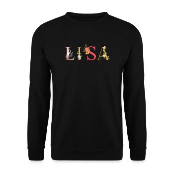 LISA Name Adorned with Flowers - Unisex Sweatshirt - black - Front - Alina (178cm) & Michal (187cm)