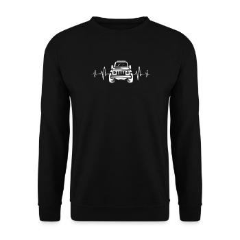 4x4 Off-Road Car with Heartbeat - Nature and Off-Road - Unisex Sweatshirt - black - Front - Alina (178cm) & Michal (187cm)