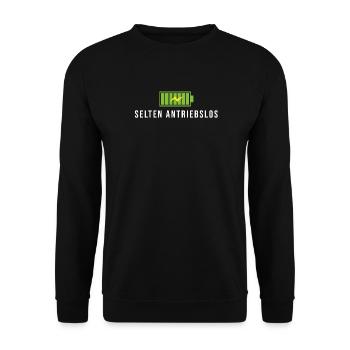 selten antriebslos fahrrad spruch geschenk akku - Unisex Pullover - Schwarz - Vorne - Alina (178cm) & Michal (187cm)