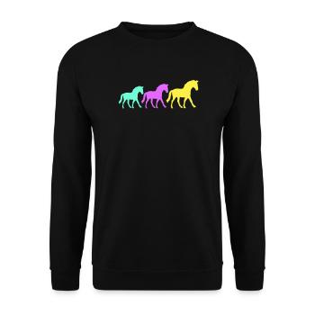 3 Pferde Silhouette Team Reiter reiten Freunde süß - Unisex Pullover - Schwarz - Vorne - Alina (178cm) & Michal (187cm)