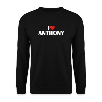 I love Anthony Rotes Herz Romantischer Name Fan - Unisex Pullover - Schwarz - Vorne - Alina (178cm) & Michal (187cm)