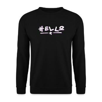  Hello Schriftzug mit Farbverlauf - Unisex Pullover - Schwarz - Vorne - Alina (178cm) & Michal (187cm)
