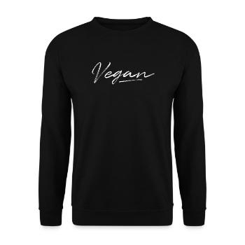 Vegan Schriftzug Handschrift - Unisex Pullover - Schwarz - Vorne - Alina (178cm) & Michal (187cm)