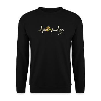 Pistazien Herzschlag Pistachio Heartbeat - Unisex Pullover - Schwarz - Vorne - Alina (178cm) & Michal (187cm)