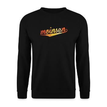 Buntes Moinsen-Zitat  Moin Hamburg Moin Hansestadt - Unisex Pullover - Schwarz - Vorne - Alina (178cm) & Michal (187cm)