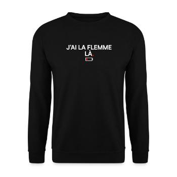 ICH BIN HIER FAUL | Lustiger Humor - Unisex Pullover - Schwarz - Vorne - Alina (178cm) & Michal (187cm)