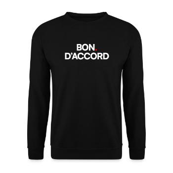 GUT. STIMME ZU | Minimalistisches Design, subtiler Humor - Unisex Pullover - Schwarz - Vorne - Alina (178cm) & Michal (187cm)