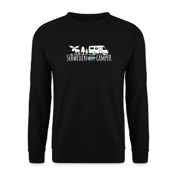 Schweden Camper Silhouette - Unisex Pullover - Schwarz - Vorne - Alina (178cm) & Michal (187cm)
