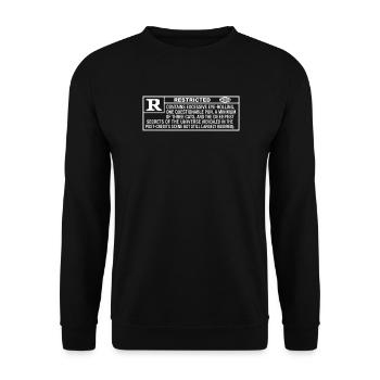 Restricted Warning Retro Humor - Unisex Sweatshirt - black - Front - Alina (178cm) & Michal (187cm)