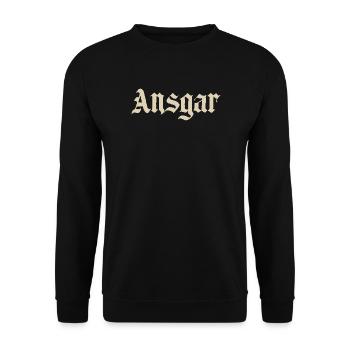 Ansgar Gothic Font Design - Unisex Sweatshirt - black - Front - Alina (178cm) & Michal (187cm)