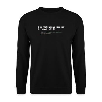 Programmierer Kaffee Geheimnis der Produktivität - Unisex Pullover - Schwarz - Vorne - Alina (178cm) & Michal (187cm)