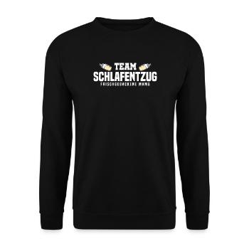 Team Schlafentzug - Frischgebackene Mama - Unisex Pullover - Schwarz - Vorne - Alina (178cm) & Michal (187cm)