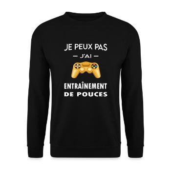 Je peux pas j'ai entraînement de pouces - Sweat-shirt Unisexe - noir - Devant - Alina (178cm) & Michal (187cm)