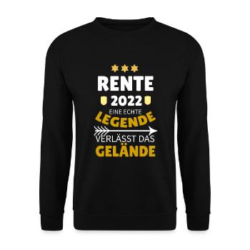 Rente 2022 Rentner Senior Endlich in rente - Unisex Pullover - Schwarz - Vorne - Alina (178cm) & Michal (187cm)