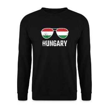Ungarn Hungary Flagge Sonnenbrille Ungarisch - Unisex Pullover - Schwarz - Vorne - Alina (178cm) & Michal (187cm)