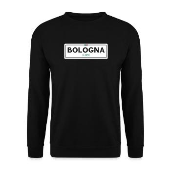 Ortsschild Bologna - Unisex Pullover - Schwarz - Vorne - Alina (178cm) & Michal (187cm)