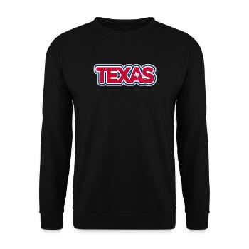 Texas Pride Distressed Typografie Logo - Unisex Pullover - Schwarz - Vorne - Alina (178cm) & Michal (187cm)
