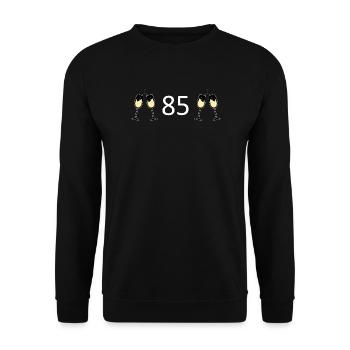 85.Geburtstag 85 Jahre Jubiläum 85 Zahl 85 weiß - Unisex Pullover - Schwarz - Vorne - Alina (178cm) & Michal (187cm)