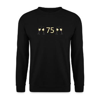 75.Geburtstag 75 Jahre Jubiläum 75 Zahl 75 schwarz - Unisex Pullover - Schwarz - Vorne - Alina (178cm) & Michal (187cm)
