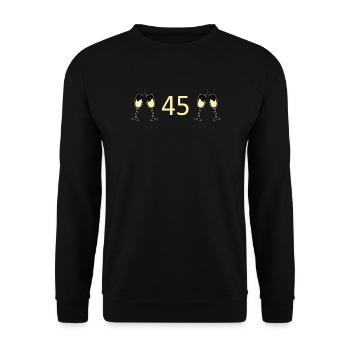 45th Birthday 45th Anniversary 45 Number 45 white - Unisex Sweatshirt - black - Front - Alina (178cm) & Michal (187cm)