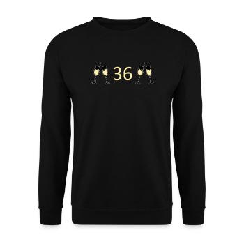 36.Geburtstag 36 Jahre Jubiläum Zahl 36 - Unisex Pullover - Schwarz - Vorne - Alina (178cm) & Michal (187cm)