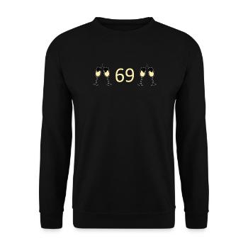 69.Geburtstag 69 Jahre Jubiläum 69 Zahl 69 - Unisex Pullover - Schwarz - Vorne - Alina (178cm) & Michal (187cm)
