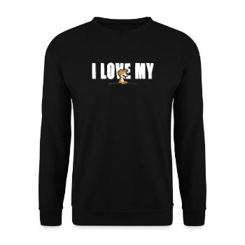 I love my Dog - white Font - Unisex Sweatshirt - black - Front - Alina (178cm) & Michal (187cm)