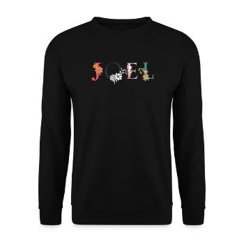 JOEL Art du nom avec des fleurs brodées - Sweat-shirt Unisexe - noir - Devant - Alina (178cm) & Michal (187cm)
