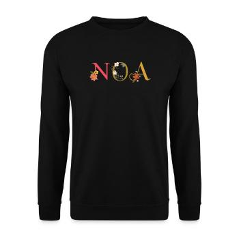 NOA Name Decorated with Flowers - Unisex Sweatshirt - black - Front - Alina (178cm) & Michal (187cm)