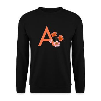 A mit Blumen - Unisex Pullover - Schwarz - Vorne - Alina (178cm) & Michal (187cm)